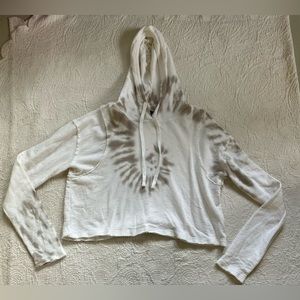 Mono b crop top hoodie - tie dye, white and gray, lightweight - size Medium